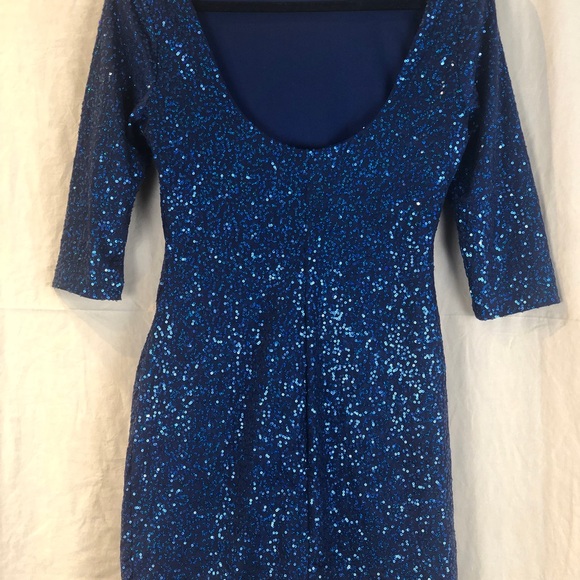 Blue sequin body con mini dress - Picture 4 of 8
